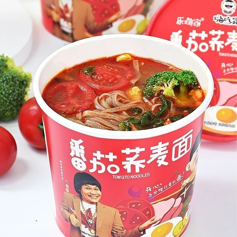 优选美味番茄荞麦面123克*6桶速食方便面整箱懒人美食非油炸免煮