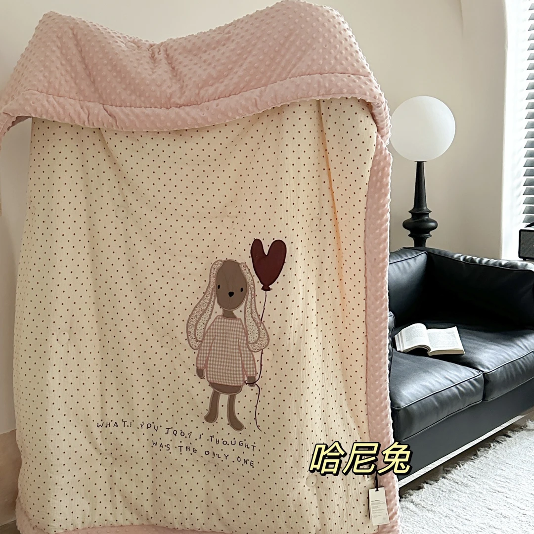 外贸出口A类母婴级全棉双层纱豆豆被柔软亲肤1.5米儿童双人2米被