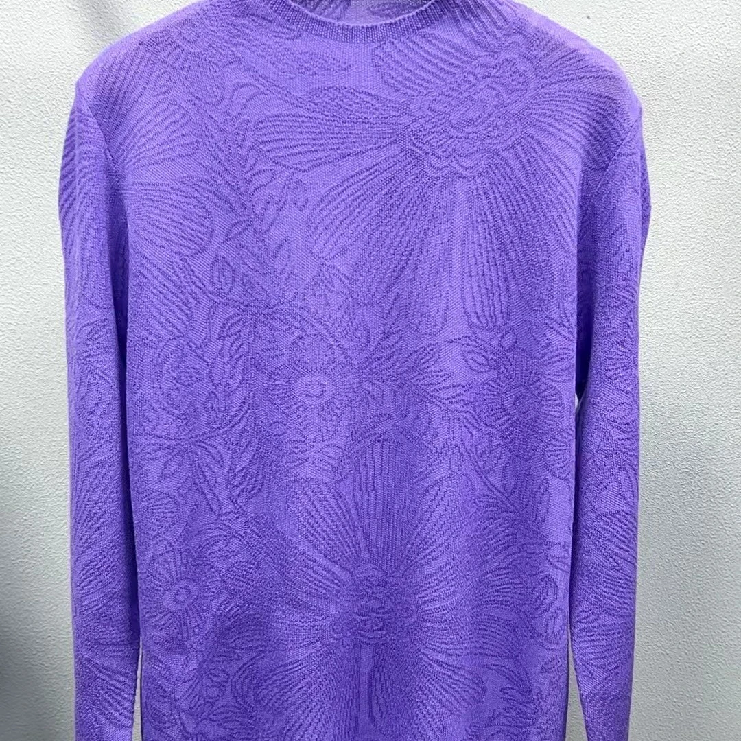 039.【紫雕花打底】新款春秋休闲长袖针织衫秋季时尚