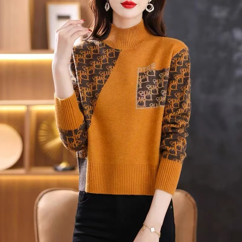 640*【橙半高领】高级感气质针织女毛衣