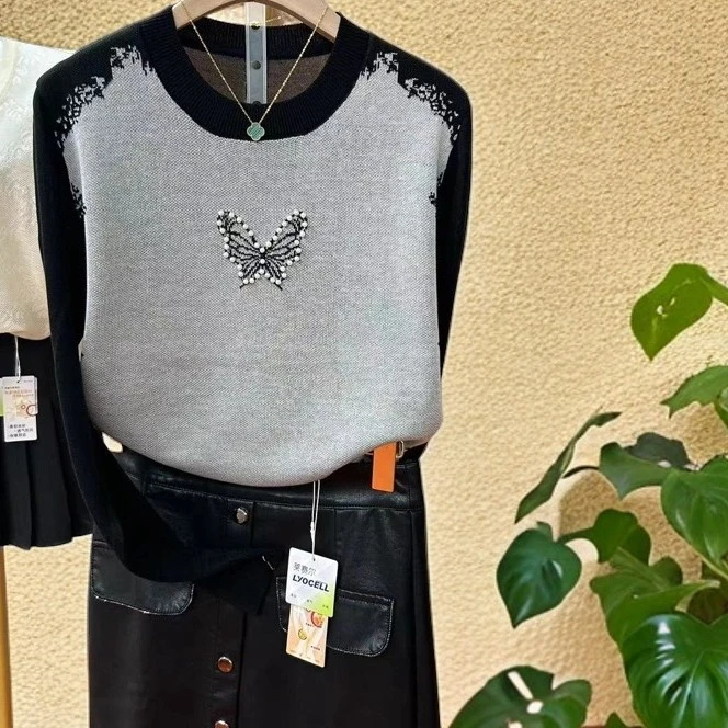 505【长袖小蝴蝶】高级感气质针织女春秋款