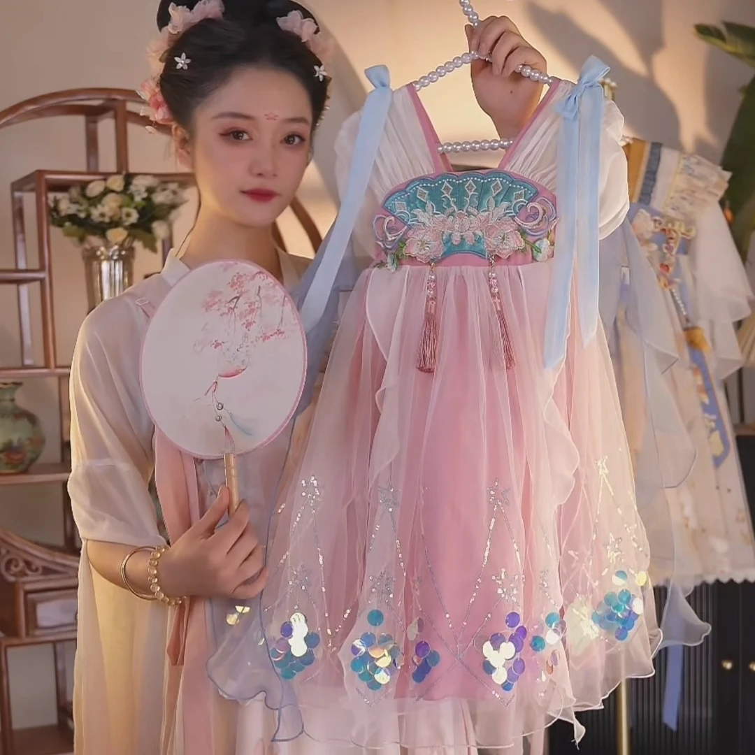 2【碧谣】2024新款女童夏季古风仙气仙女夏季重工中国风汉服裙黎二