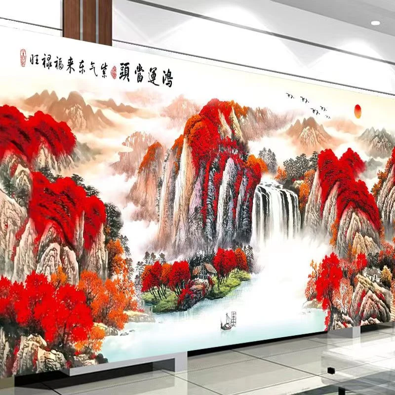 【真彩】大格鸿运当头福禄旺十字绣53色满绣无勾边180X85cm