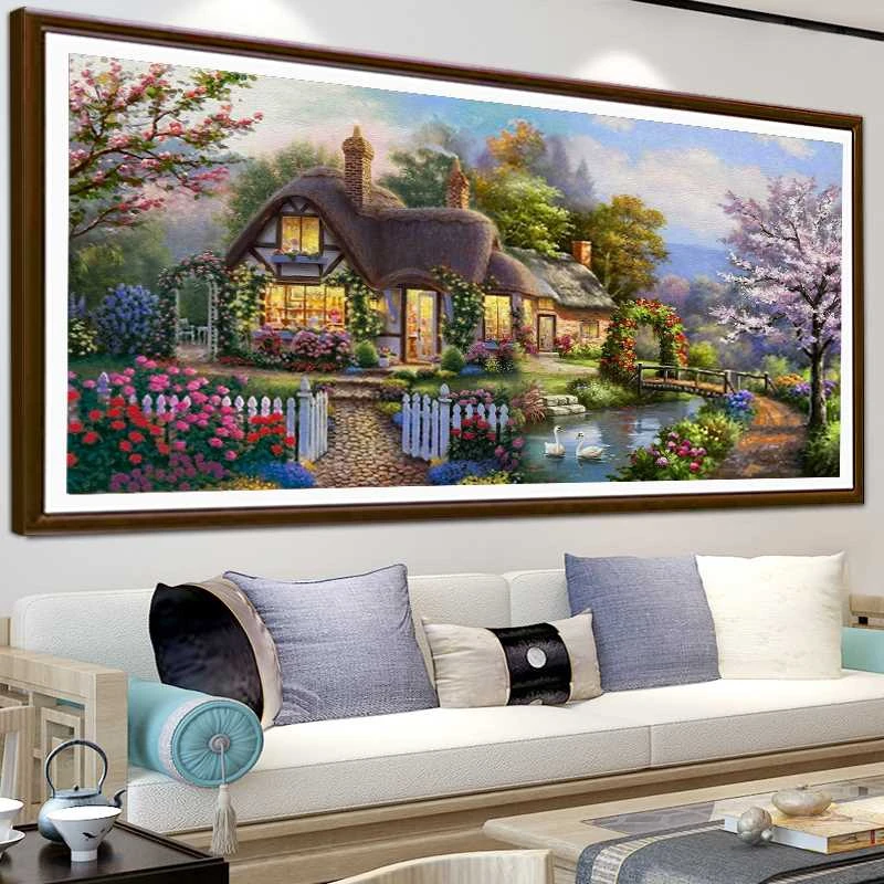 【真彩】大格客厅画高端梦幻家园十字绣42色满绣无勾边240X115cm