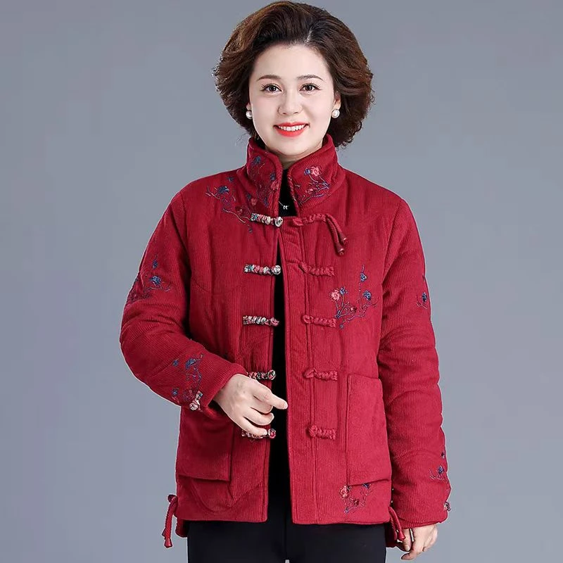 7543-（绣花随机）妈妈冬装加绒加厚棉衣装大棉服中老年棉袄四号仓