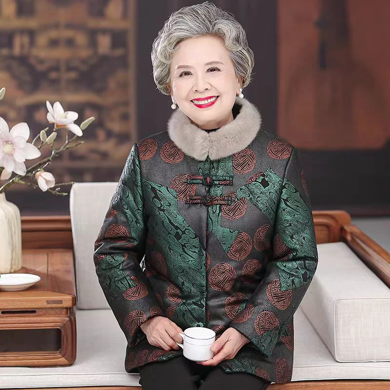 7621奶奶冬装棉袄老太太棉服女装妈妈冬季加绒加厚棉衣外套三号仓