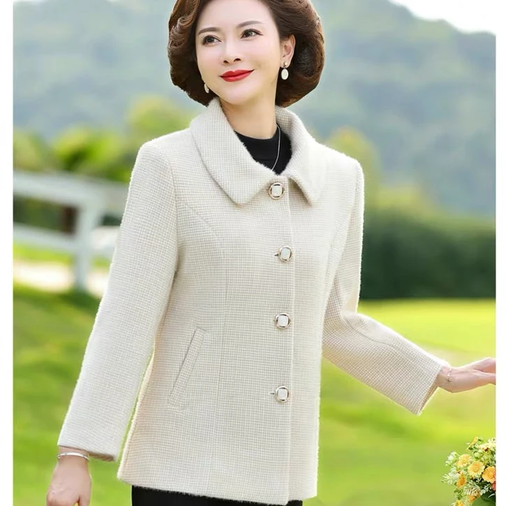 7630秋冬外套短款上衣洋气女装五十岁中年妈妈时尚毛呢（康燕）