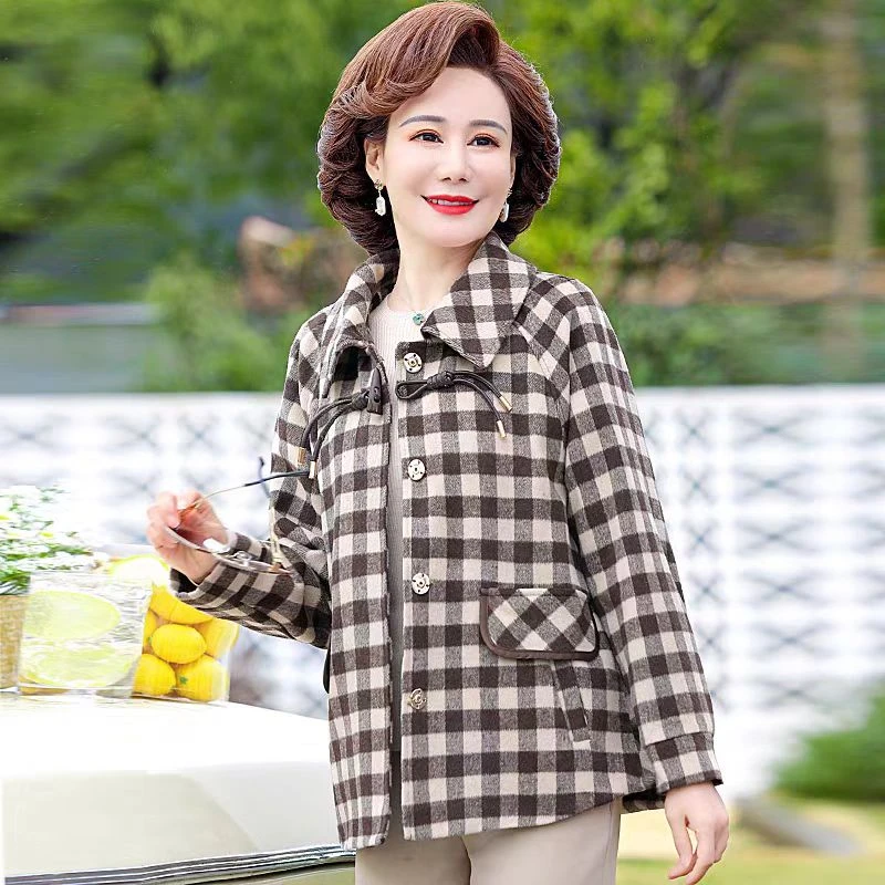 7480-中老年妈妈装秋冬新款保暖时尚洋气外套遮肉显瘦【四号仓】