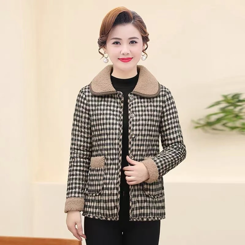 7351-秋冬款立领加绒加厚百搭小棉衣碎花保暖外套短棉服