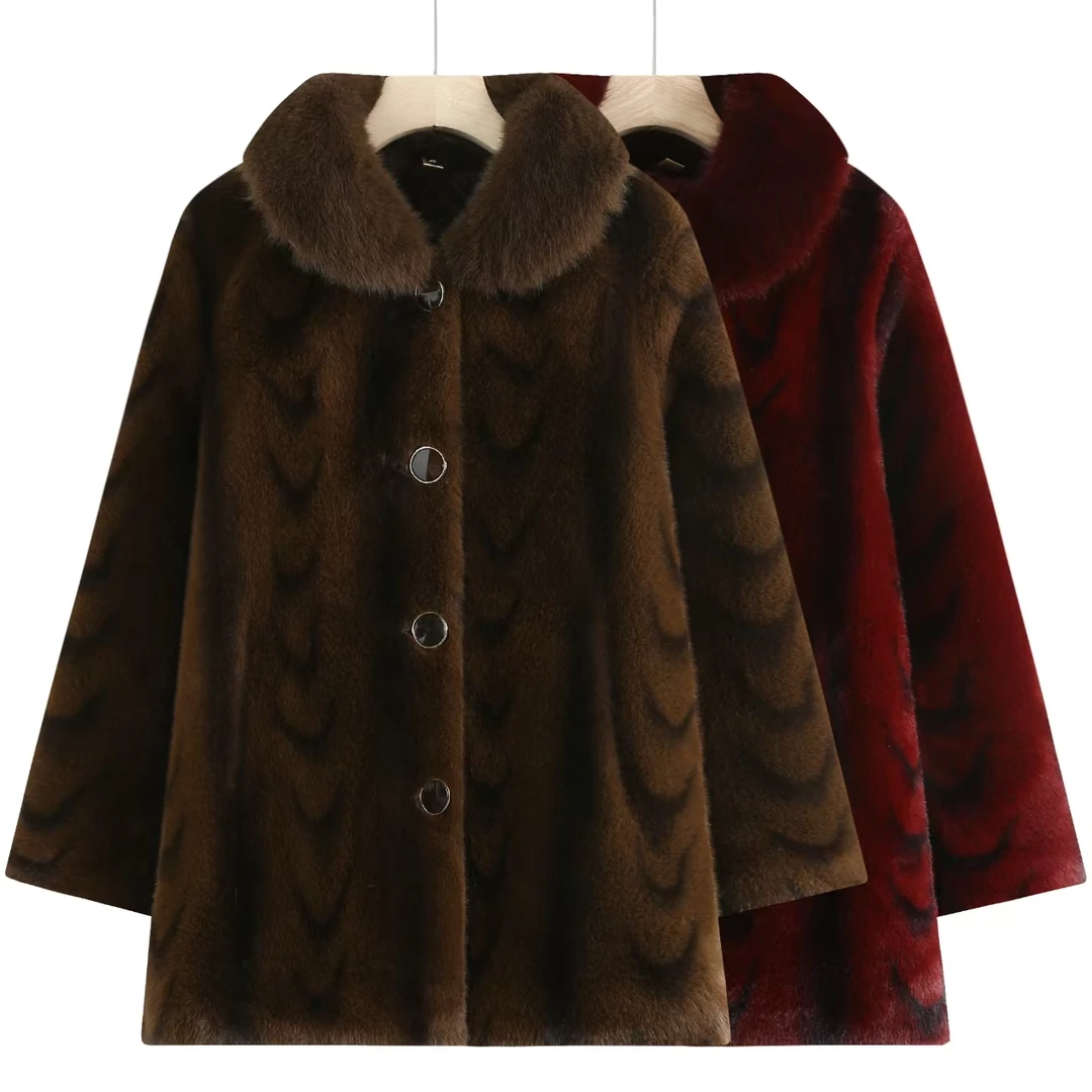 7692中年妈妈装加厚外套女冬装新款中老年时尚保暖上衣李亚