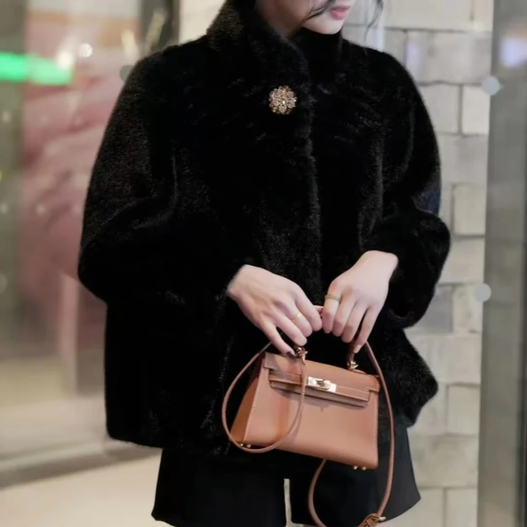 7298高贵女士新款外套保暖冬装时尚皮毛一体大衣四号仓