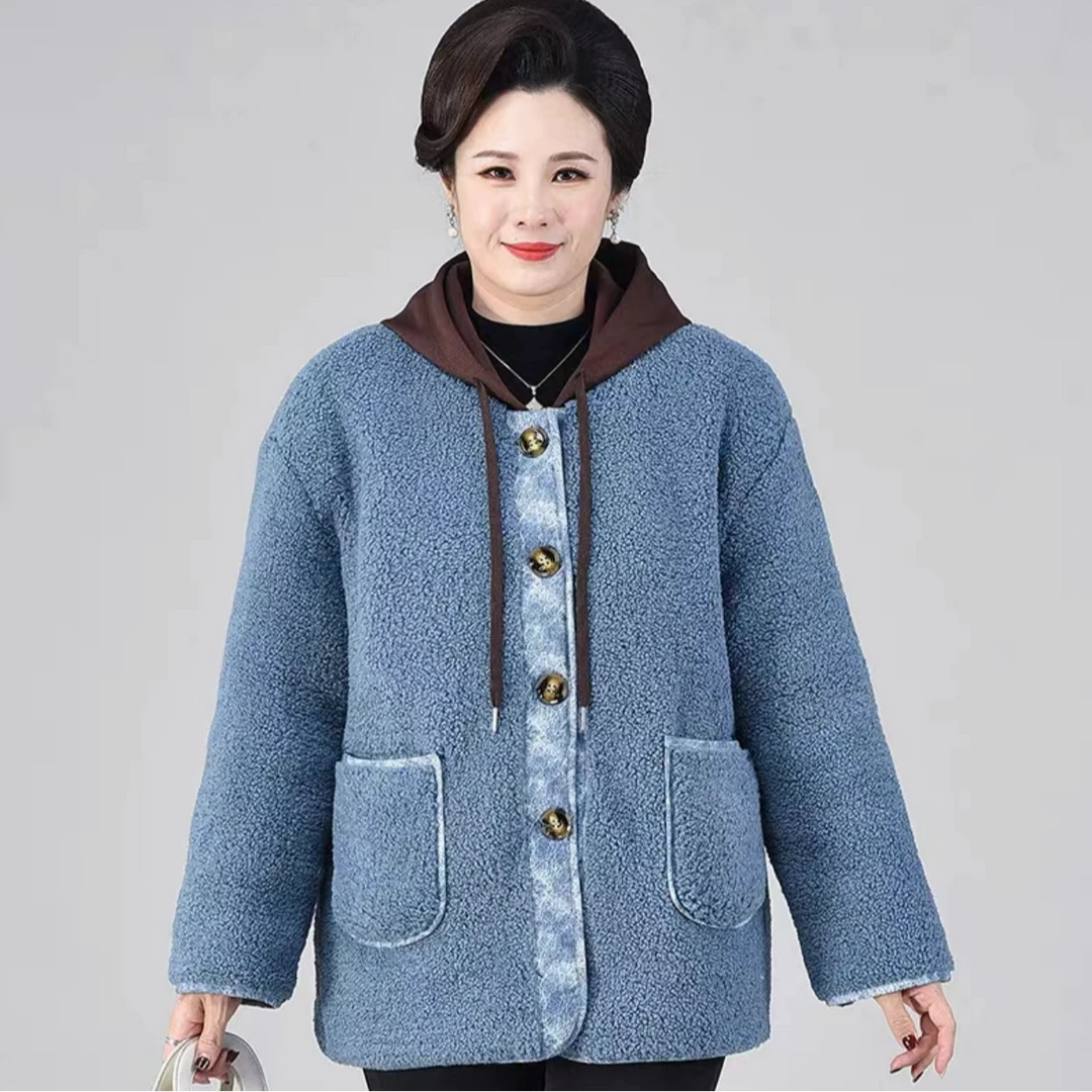 7078-外衣加厚中老年摇粒绒外套特体加肥加大码200斤洋气时尚大号
