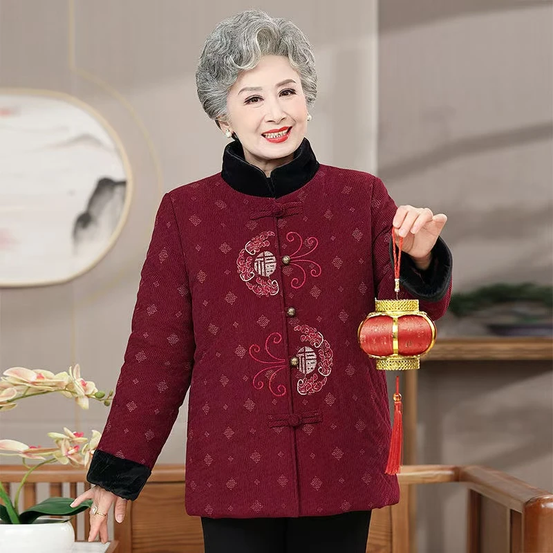7400-奶奶冬季加厚中老年人老太太加绒外套60妈妈冬装保暖棉袄