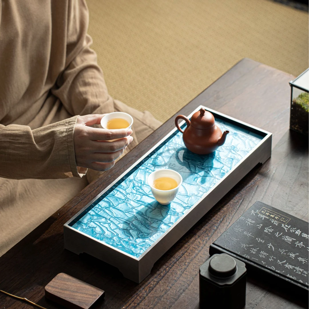 干泡台茶盘亚克力干泡台湿泡台储水式茶承多款面板可换收纳多功能