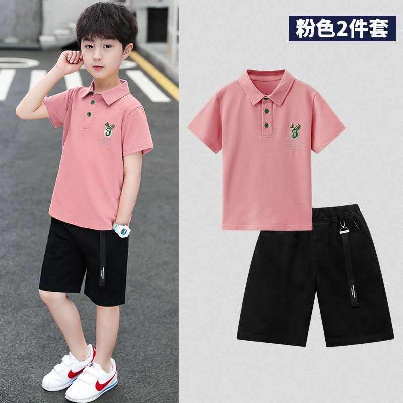 【丁达尔穿搭】童装男童短袖套装夏季中大童POLO衫五分裤两件套韩版
