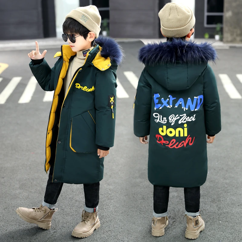 男童棉衣外套冬季新款男孩棉袄加厚保暖中长款儿童棉服洋气中大童
