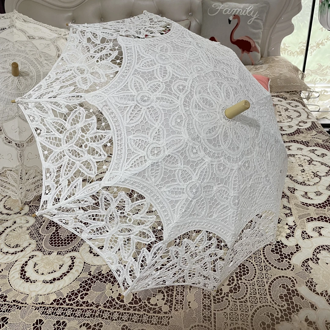 DY182-3麻质(50*70cm）白色手柄手工百代丽防晒工艺伞DIY