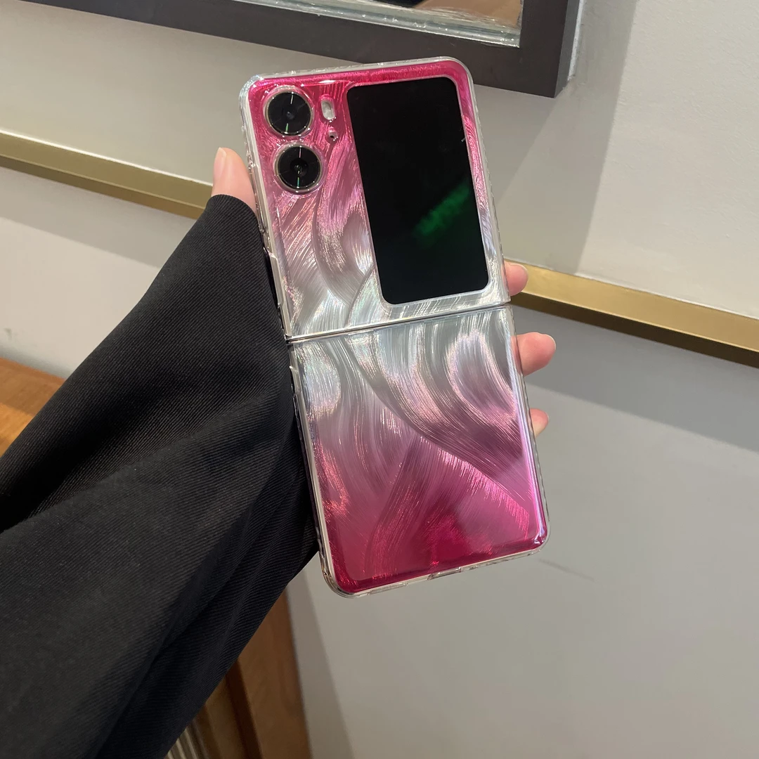 适用于oppofindn2flip手机壳n2flip保护壳IMD软边壳创意羽纱渐变