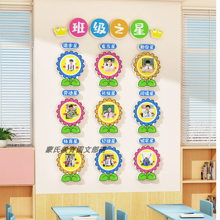 教室布置装饰神器小学文化建设每周班级之星评比栏墙贴亚克力立体