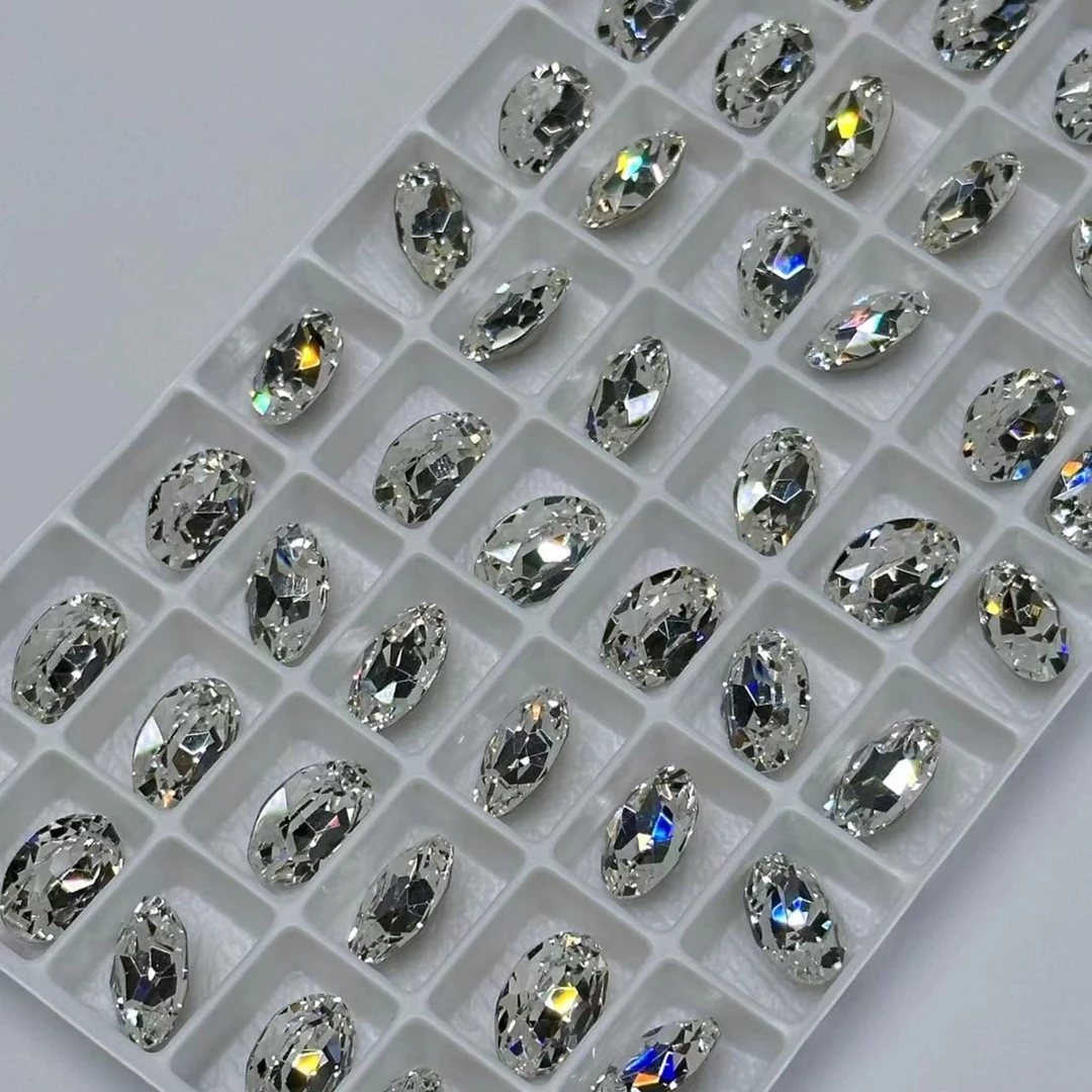 【1;1华8X12鸽子蛋】进口料超闪手工Diy美甲饰品尖底穿戴式高品质