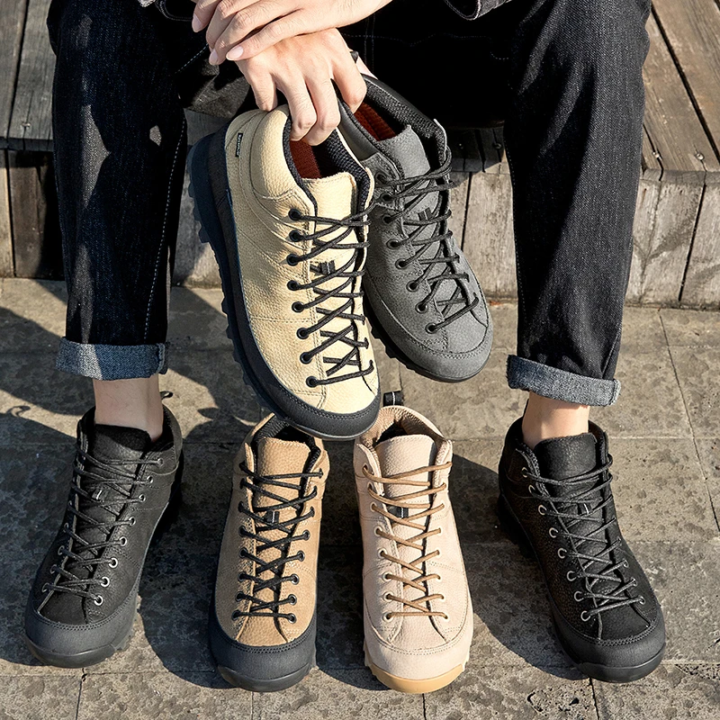 复刻摩纳哥徒步鞋中帮情侣登山鞋秋冬户外露营鞋牛皮防水男女同款