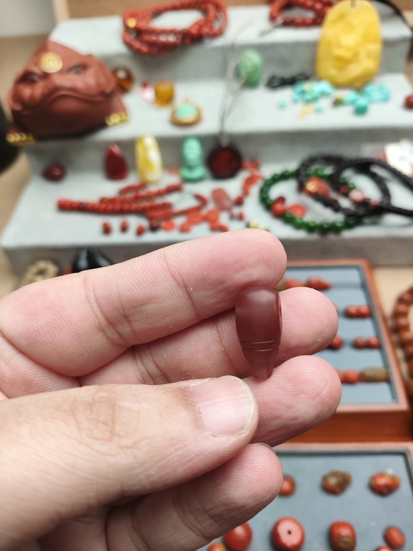 南红玫红三通 原矿三无