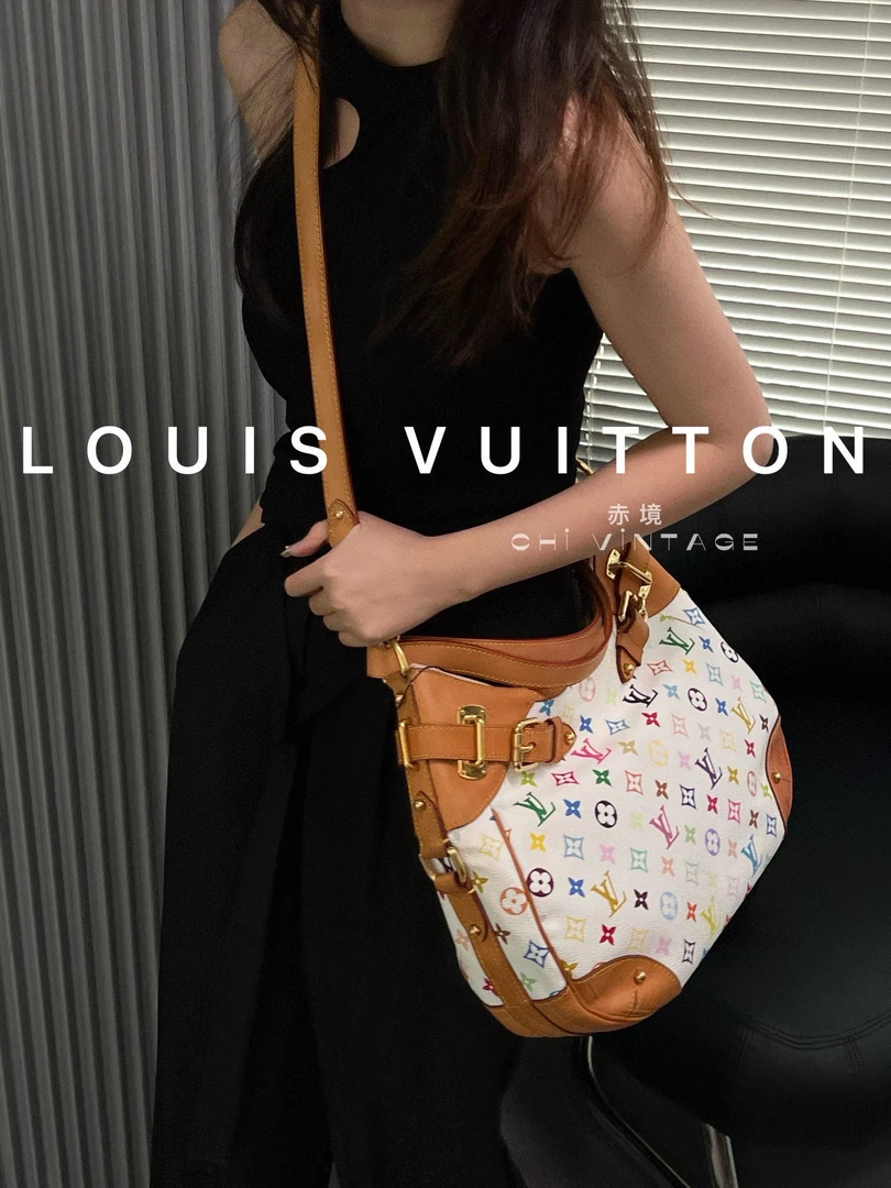 95新 LouisVuitton/路易威登 6641 白三彩南瓜单肩包09