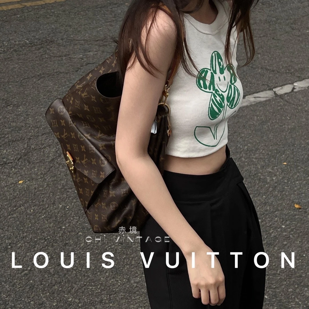 95新 LouisVuitton/路易威登 4223 老花metis hobo泫雅腋下单肩包