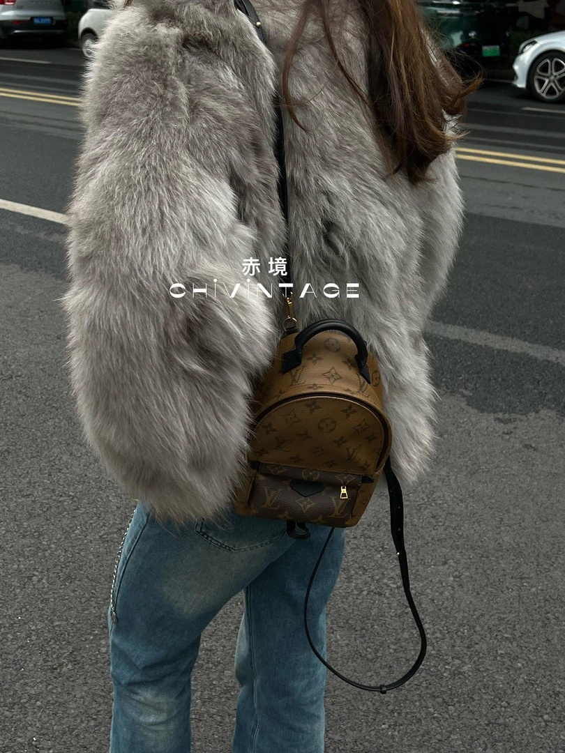 95新 LouisVuitton/路易威登 1022 焦糖色老花palmsrpings双肩包