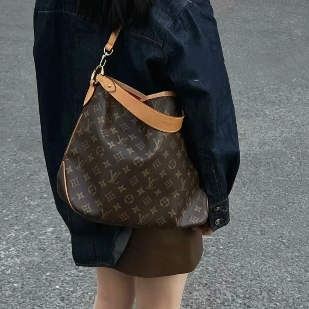 95新 LouisVuitton/路易威登 2739 老花delightful中号单肩包10