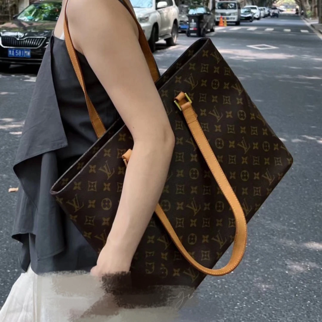 95新 LouisVuitton/路易威登 6364 老花薇薇安托特tote拉链单肩包