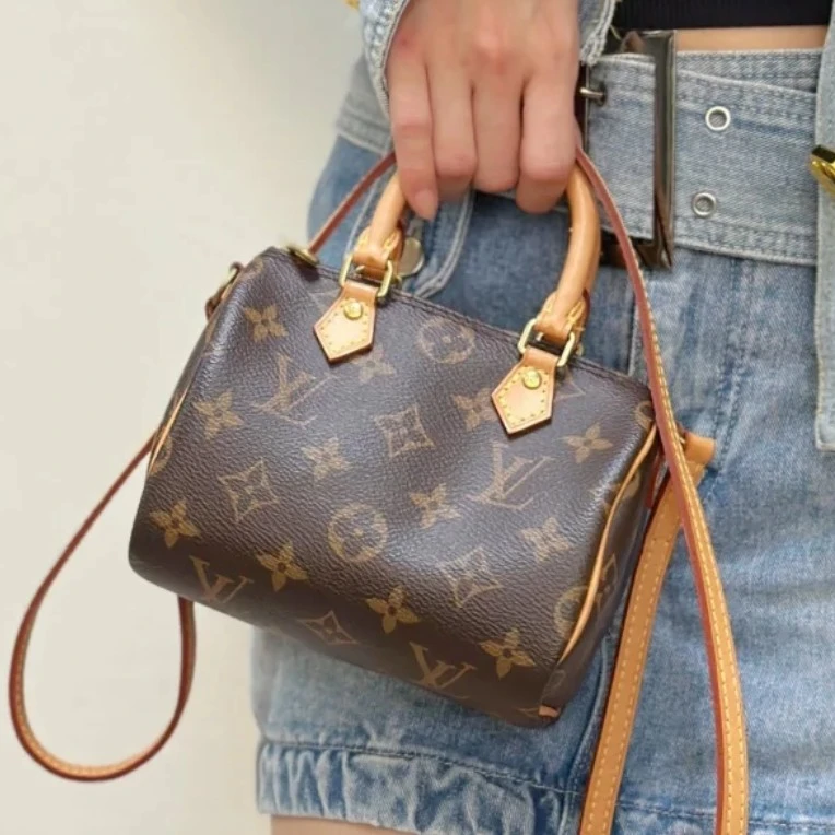 95新 LouisVuitton/路易威登 4410 老花speedy nano手提斜挎包20