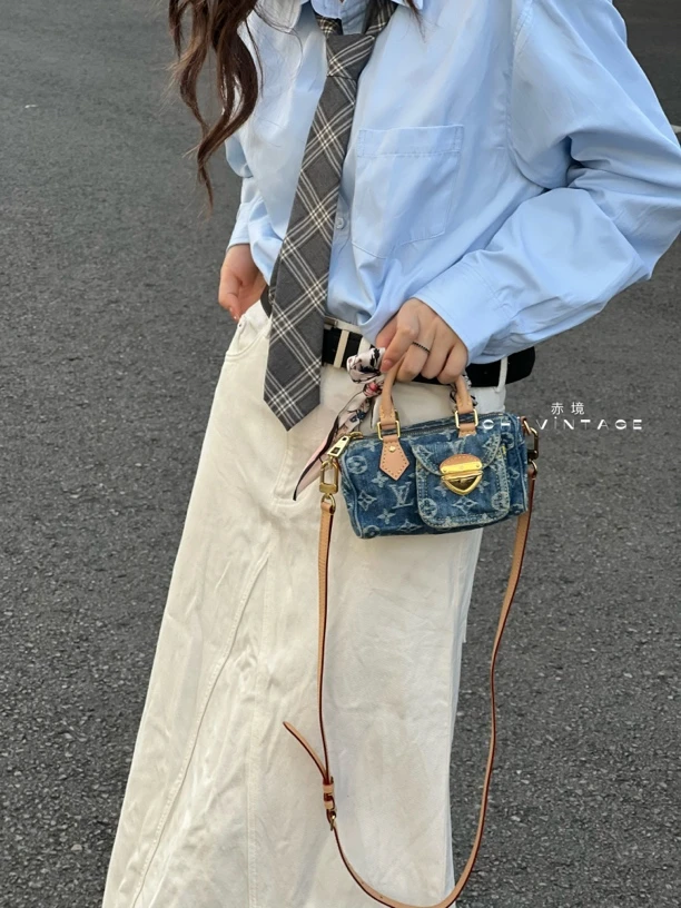 95新 LouisVuitton/路易威登 7792 蓝丹宁speedy nano芯片款全套