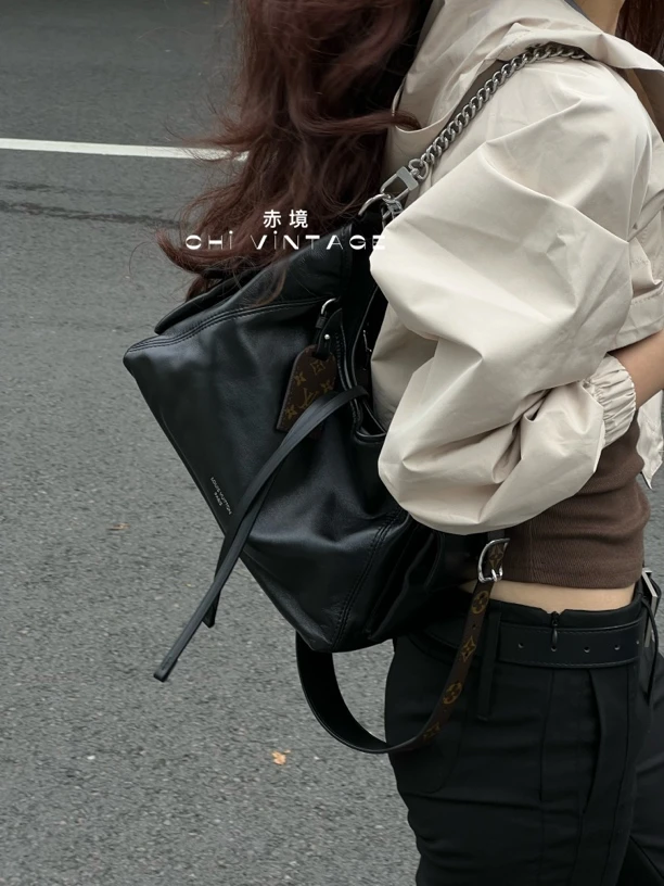 99新 LouisVuitton/路易威登 4009 黑武士carryall小号单肩包