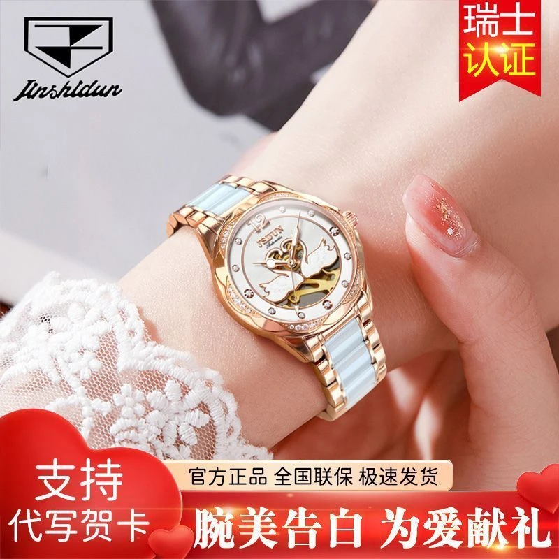 瑞士认证新款品牌手表女士全自动机械表防水高档轻奢小众女款十大