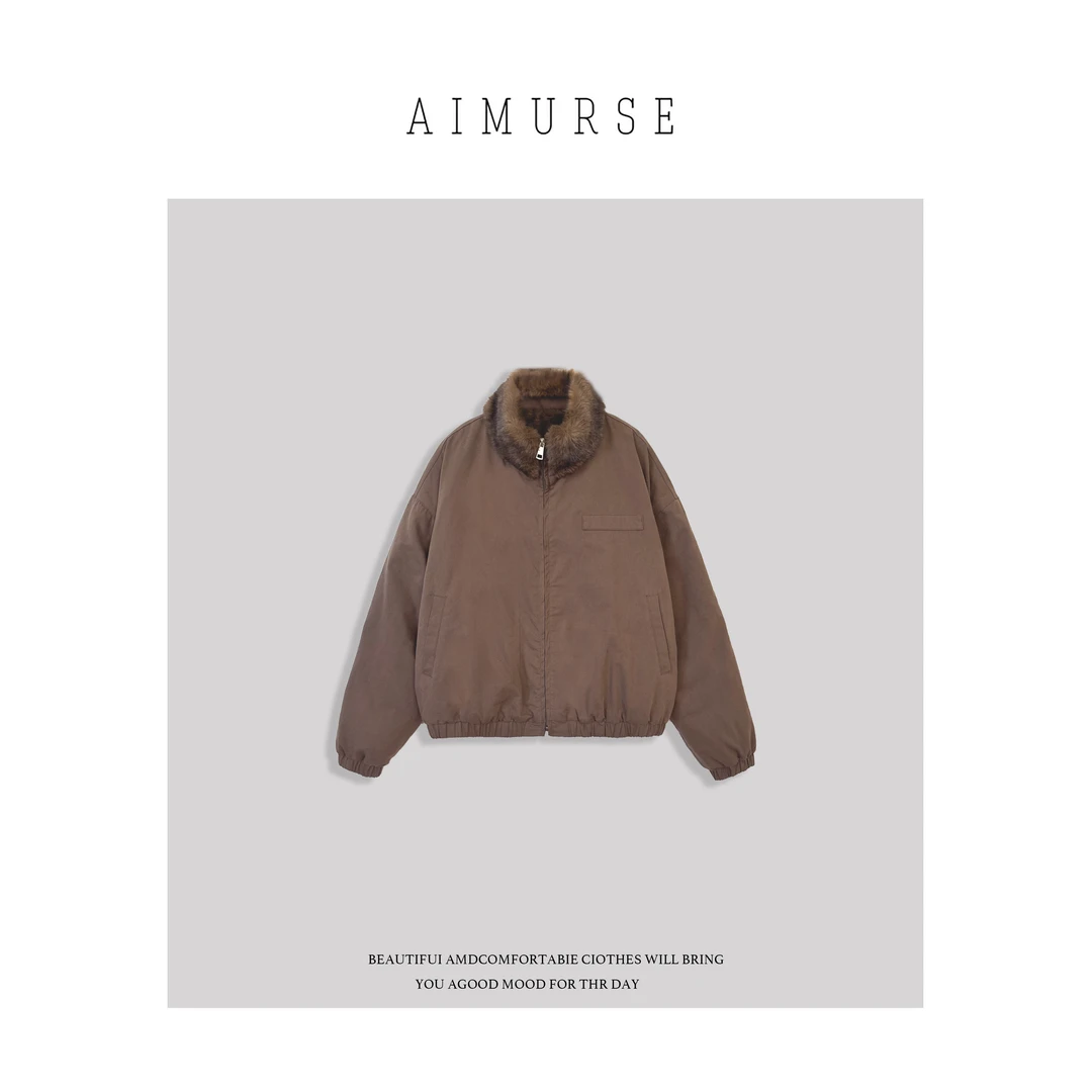 AIMURSE 【静奢优雅】小众设计师 内胆毛毛保暖短款派克服 AM5987