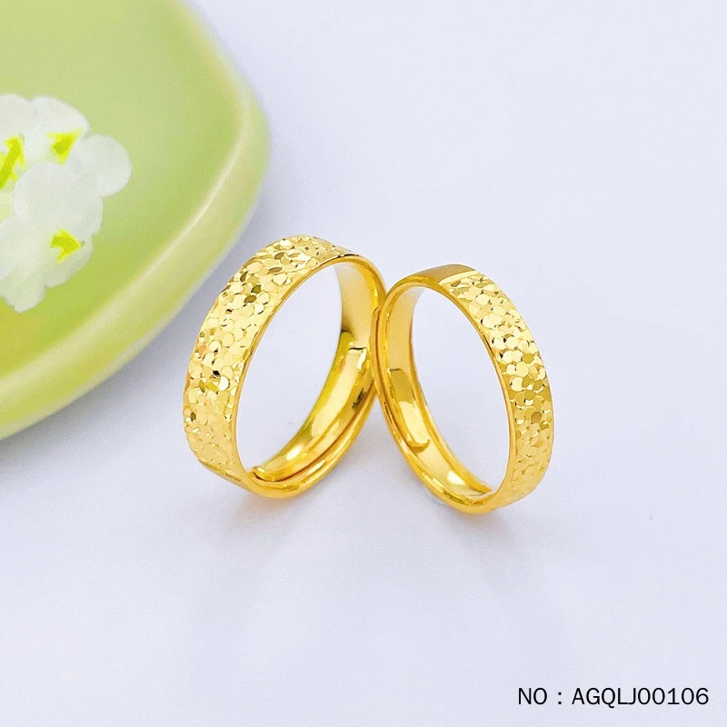足金999爆闪碎碎冰情侣黄金戒指一对活口结婚对戒订婚求婚送女友