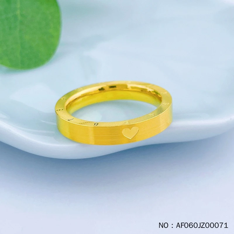 足金999情约一生爱你一生爱心年轮固口黄金戒指纯金情人节送女友
