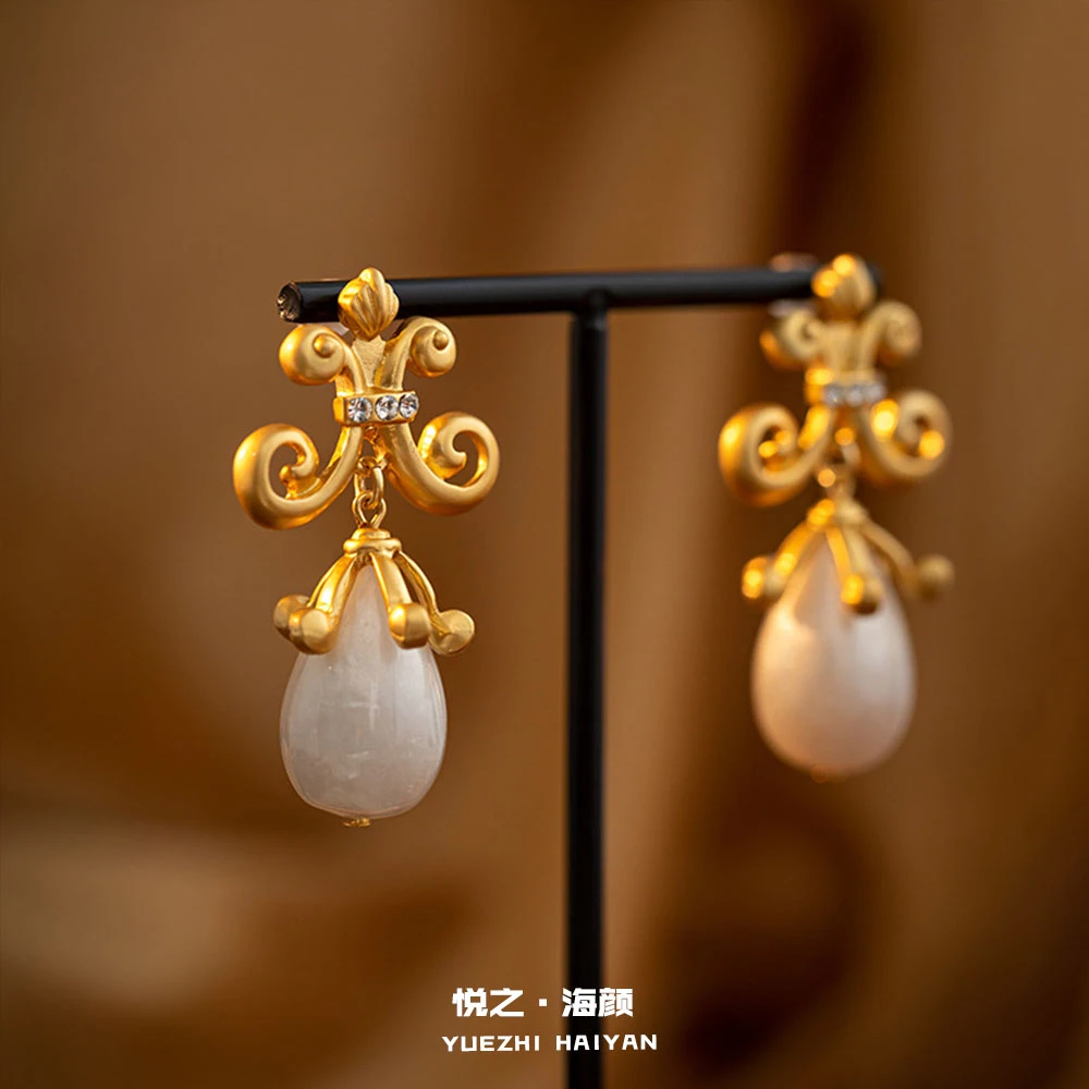 铜合金仿珍珠耳饰 法式vintage中古个性宫廷风轻奢高级感耳饰品
