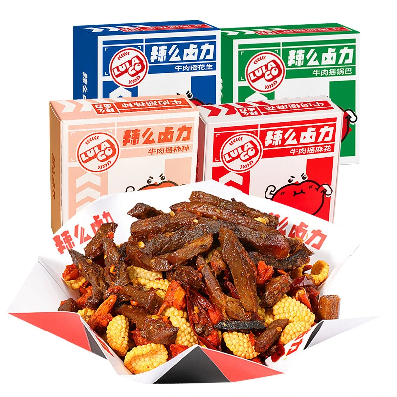 辣么卤力牛肉摇麻花锅巴2盒装熟食即食冷吃真空下酒菜网红小零食