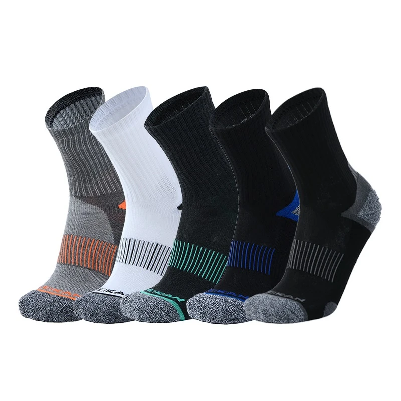 MEIKAN休闲中筒抗菌跑步健身马拉松骑行户外透气速干吸汗运动袜子