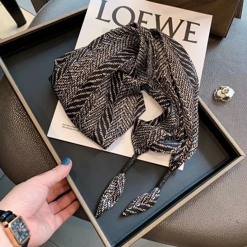 气质韩版百搭时尚黑色人字纹三角披肩外搭打结099