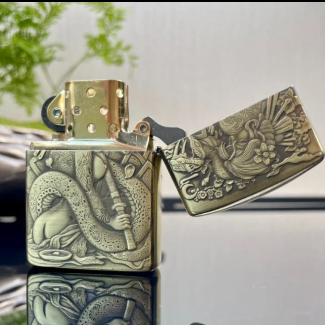 双面雕刻黄铜打火机盔甲机