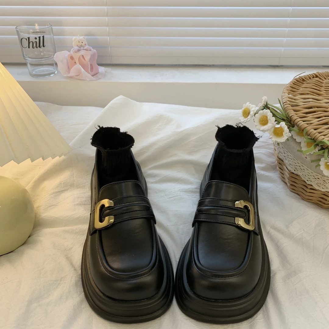 英伦风软底乐福鞋女鞋2024春季新款时尚小皮鞋通勤工作鞋厚底单鞋