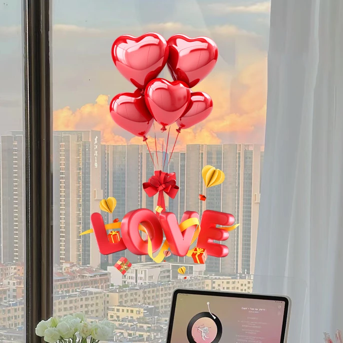 结婚喜庆装饰窗花静电贴纸订婚婚礼婚房布置婚庆用品玻璃门窗贴画