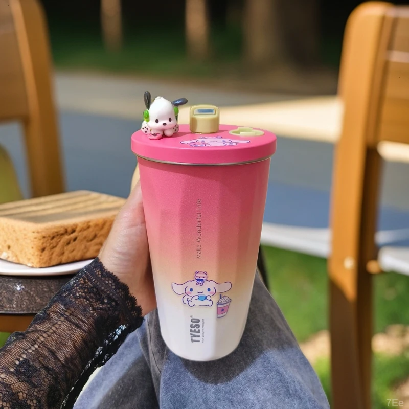 tyeso保温杯吸管304不锈钢杯子家用网红女学生便携大容量冰霸水杯