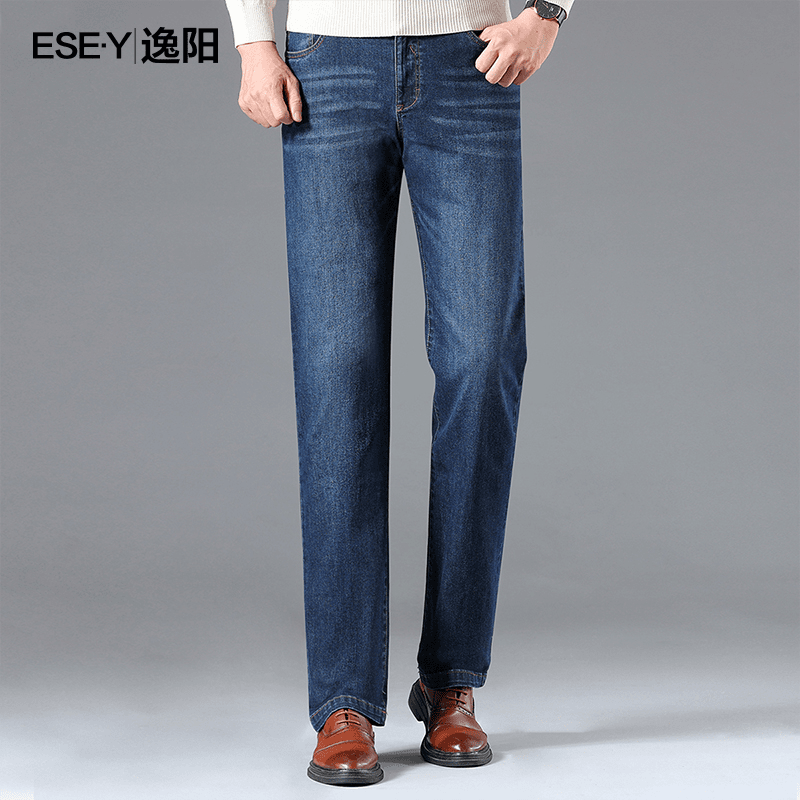 逸阳牛仔羽绒裤男直筒宽松新款加绒牛仔裤男士可拆卸两穿羽绒裤