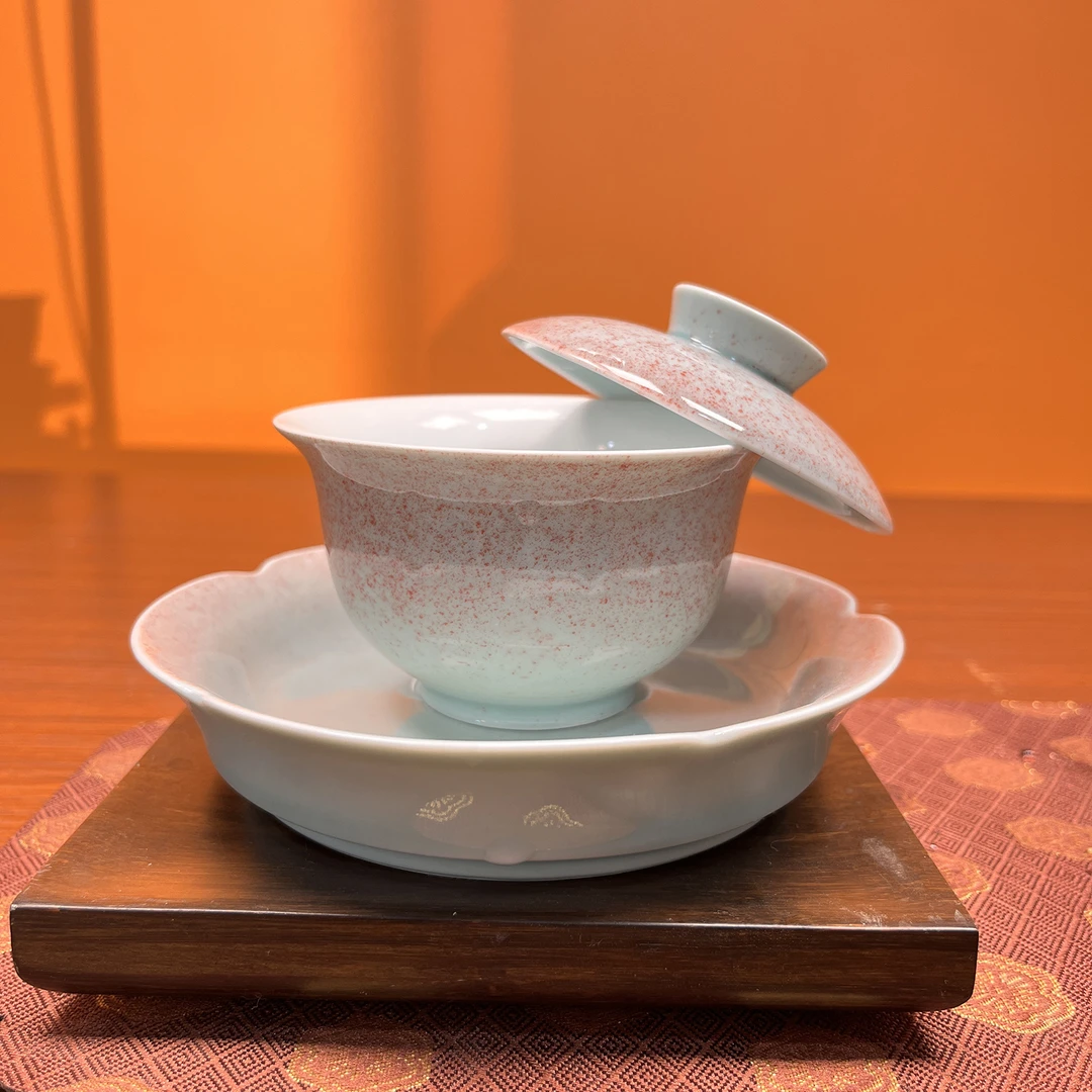 茶具盖碗悬停挂盖三才盖碗家用手工陶瓷泡茶器办公室白瓷功夫茶杯