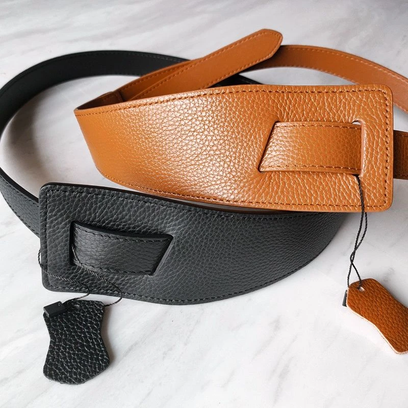 【唄老板】头层牛皮双孔打结配中年真皮复古网红ins大衣腰带女