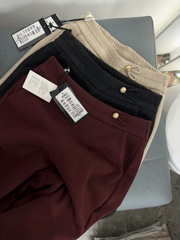 2455加厚裤休闲阔腿显瘦高腰直筒